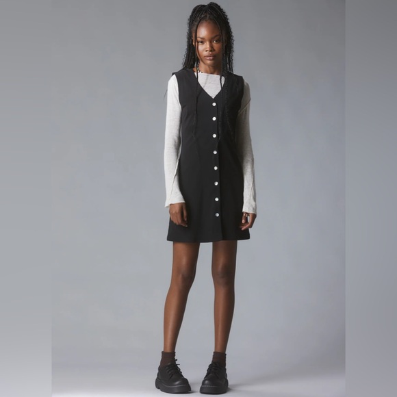 UNIF Dresses & Skirts - Unif Parker dress black white button up down mini dress.